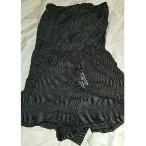 Black & White Striped Strapless Cover-Up